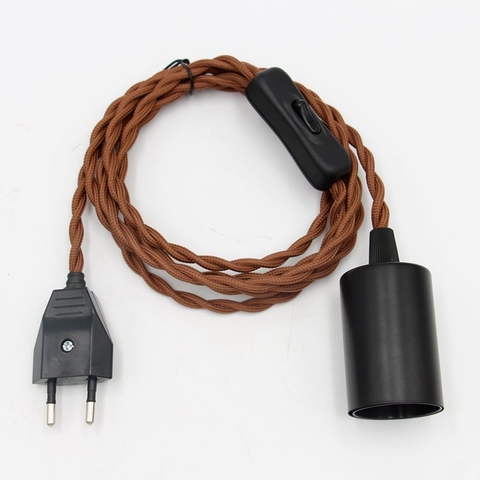 Euro Plug Power Cord with E27 Bulb Holder Vintage Hanging Lamp Cord Set ► Photo 1/6