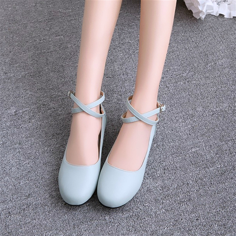 Black Pu Leather Lolita Shoes Primary Secondary School Students Cross Strapped Flat Sole Shoes Lolita Kawaii Sweet Girls Simple ► Photo 1/5