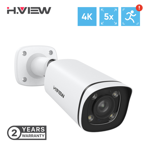 H.View 4K 8MP Poe Ip Camera H.265  5X Optical ZOOM Bullet Outdoor Waterproof CCTV Security Surveillance Camera For Poe Nvr Onvif ► Photo 1/6