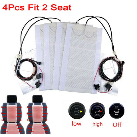 Auto Seat Heater Kit Hi/Lo Setting 1 Seat Pads 1 Round Switch Seat