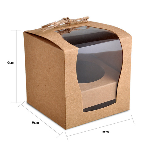 Brown Kraft Paper Cupcake Box Cake Box With Window Wedding Party Favor Box Cake Packaging ► Photo 1/6