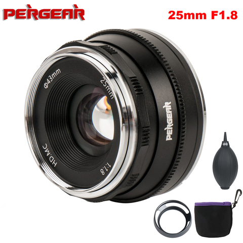 Pergear 25mm F1.8 Prime Lens to All Single Series for E Mount / for M4/3 for Fuji Cameras A6500 A7 A7II A7RII X-A2 G3 G2 X-T30 ► Photo 1/6