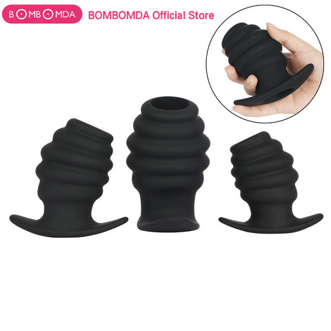 BOMBOMDA 3 Sizes Hollow Anal Plug Soft Prostate Massager Butt Plug Anal Sex Toys For Woman Men Anal Dilator Sex Products ► Photo 1/6