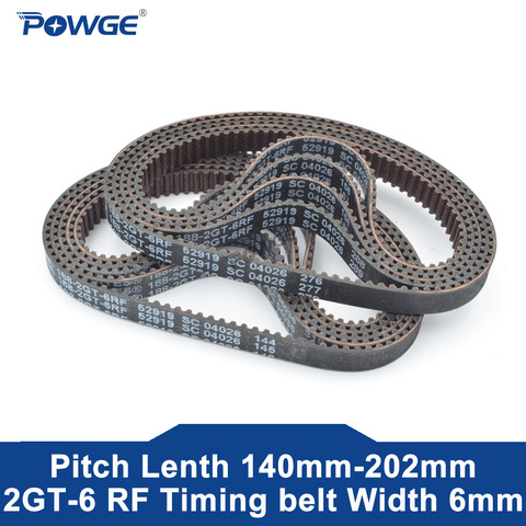 POWGE 2M 2MGT 2GT RF Timing Synchronous Belt gates Pitch Length 160/188/200/202mm Width 6mm Teeth 80 94 100 101 GT2 Closed-Loop ► Photo 1/6