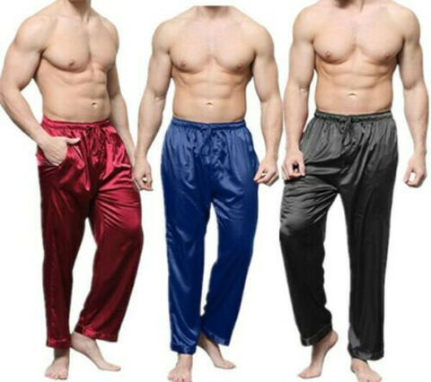 2022 Men's Classic Satin Pajamas Sleepwear Pyjamas Pants Sleep Bottoms S-XL ► Photo 1/6