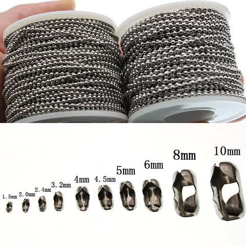 1.5 2.0 2.4 3.2 4 6 8 10mm Beaded Ball Stainless Steel Bulk Ball Bead Chains & Connector Clasp For DIY Necklace Jewelry Making ► Photo 1/3