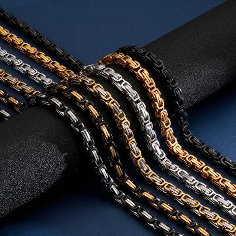 4/5/6/8mm Width Royal Box Chain Necklace For Men Male Stainless Steel Long Necklace Personalise Jewelry Boyfriend Gift ► Photo 1/6