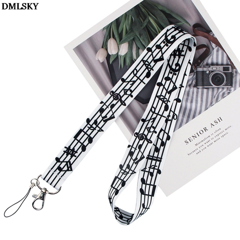 DMLSKY Clasp Music Symbols Lanyard Keychain Lanyards for keys Badge ID Mobile Phone Rope Neck Straps Musician Gifts M4421 ► Photo 1/6