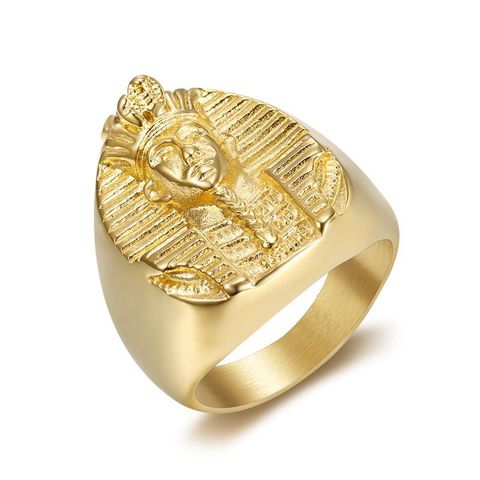 Hip hop 316L Stainless Steel Gold Color Big Egyptian Pharaoh Rings for Men Rock Mens Signet Finger Jewelry Gift US 8 -13 size ► Photo 1/5