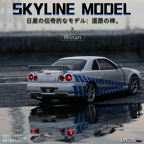 1:32 Nissan Skyline Ares GTR R34 Diecasts & Toy Vehicles Metal Toy Car Model High Simulation Pull Back Collection Kids Toys ► Photo 1/1