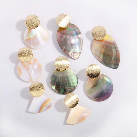 Women Fashion Earrings Hanging Natural Shell Pearl Geometric Earrings Natural Shell Pendant Earrings for women jewelry Earring ► Photo 1/5