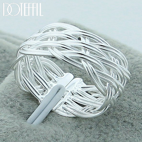 DOTEFFIL 925 Sterling Silver Cross Weave Ring For Women Wedding Engagement Party Fashion Charm Jewelry ► Photo 1/5