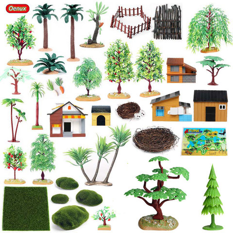 Oenux Home Decoration Accessory Tree Farm House Model Layout Garden Landscape Scenery Miniature Farm Animals Action Figures Toys ► Photo 1/6