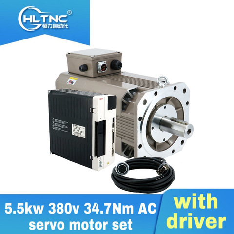 CNC servo motor kit  5.5kw  380V  34.7Nm  AC servo motor set with driver for CNC router ► Photo 1/6