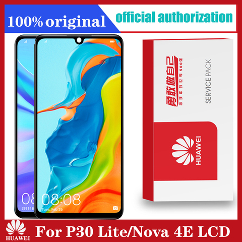 Original 6.15'' Display with frame Replacement for Huawei P30 Lite Nova 4e LCD Touch Screen Digitizer Assembly MAR-LX1 LX2 AL01 ► Photo 1/6