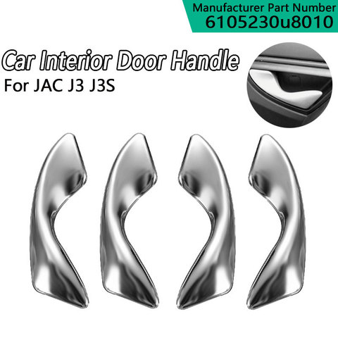 1Pc 6105230u8010 Car Chrome Left Right Interior Inner Inside Door Silver Handles Door knob For JAC J3 J3S J3 Turin 2009-2015 ► Photo 1/6