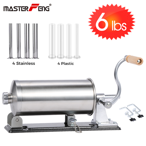 6 lbs / 3kg Stainless Steel Sausage Meat Stuffer Horizontal Sausage Maker Homemade Kitchen Meat Sausage Maker ► Photo 1/6