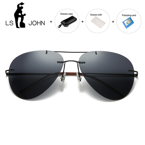 LS JOHN Titanium Photochromic Polarized Sunglasses Women Brand Designer Ultralight Rimless Sun Glasses for Men Sport Driving ► Photo 1/6