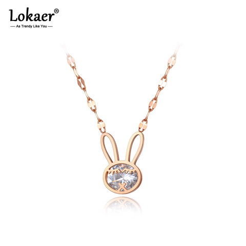 Lokaer Original Design Stainless Steel CZ Crystal Choker Necklaces Jewelry Trendy Rabbit Charm Pendant Necklace For Women N20022 ► Photo 1/5