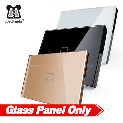 Touch Switch Panel Square Icon 128mm *72mm US 1G 2G 3G Luxury Crystal Glass Panel White Black Grey Gold 1 Piece not 3Pieces ► Photo 1/6