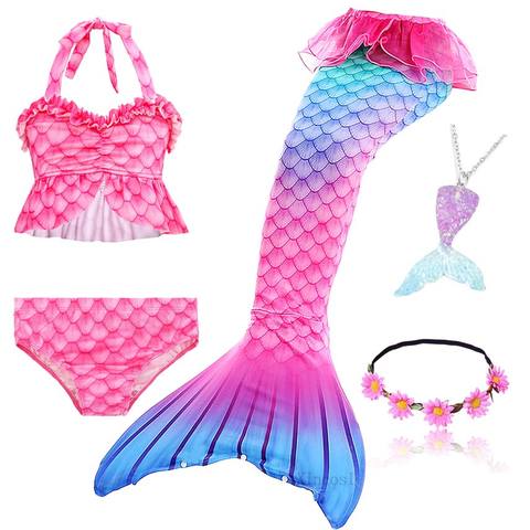 5Pcs/Set Girls Mermaid Tail Swimsuit Children the Little Mermaid Costume Cosplay Beach Clothes Bathing Suit ► Photo 1/6