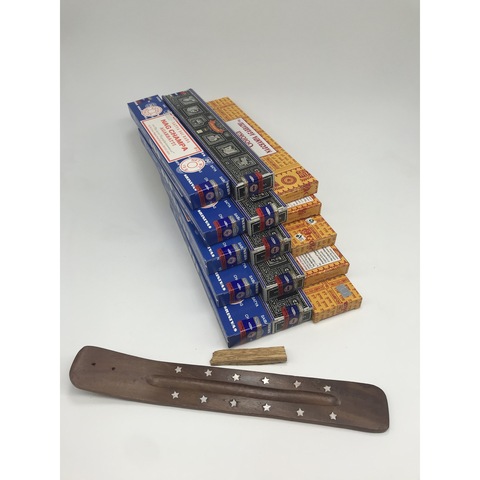 INCENSE NAG CHAMPA, GOLOKA yellow and SUPER HIT 15 boxes + burner + PALO SANTO ► Photo 1/1