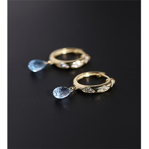 DAIMI Sky blue topaz earrings female  gemstones genuine 925 silver water drop color treasure earrings to send girlfriend ► Photo 1/6