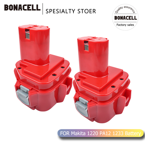 Bonacell 12v 4000mAh NI-MH Replacement Battery for Makita 1220 PA12 1222 1233S 1233SA 1233SB 1235 1235A 1235B 192598-2 L30 ► Photo 1/6