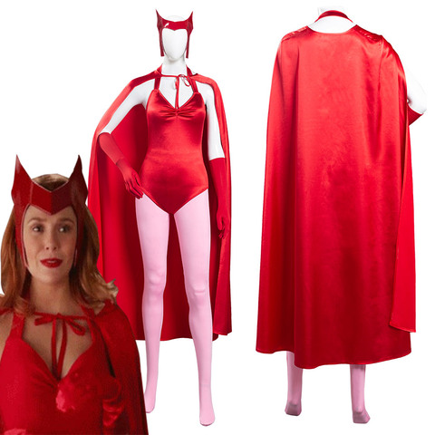 Wanda Vision Scarlet Witch Wanda Maximoff Cosplay Costume Women Jumpsuit Outfits Halloween Carnival Suit ► Photo 1/1