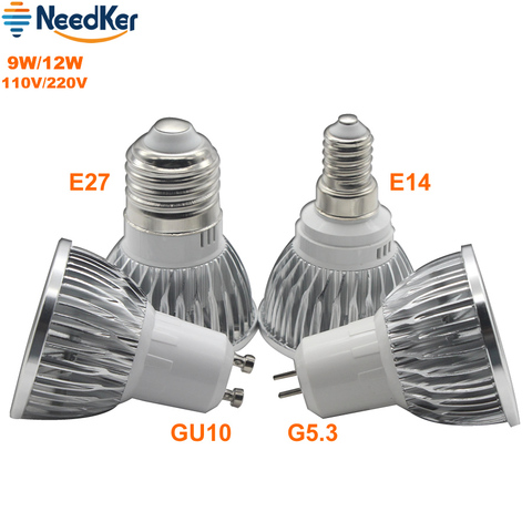 Led Spotlight Dimmable GU10 9W 12W COB Led Bulb Light Warm Cold White AC 110V 220V 240V G5.3 E14 E27 Lampada Spot Light ► Photo 1/6