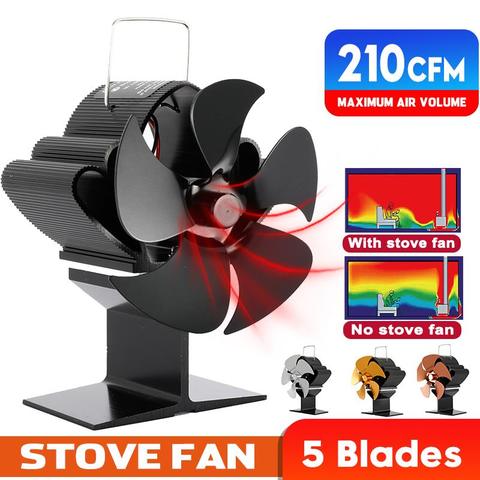 Black Fireplace 5 Blade Heat Powered Stove Fan komin Log Wood Burner Eco Friendly Quiet Fan Home Efficient Heat Distribution ► Photo 1/6