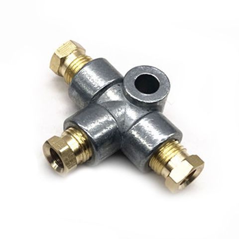 3 Way T Piece Tee Brake Pipe With 3 M10 Male Nuts Short Metric Copper ► Photo 1/5