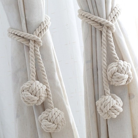 Macrame Curtain Tieback Curtain Tied Ball Hand-woven Cotton Straps Hanging Ball Decoration Creative Curtain Accessories ► Photo 1/6