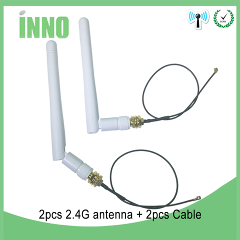 2pcs 2.4GHz antenna wifi RP-SMA Male Connector 3dBi Wi fi 2.4 ghz Antena 2.4 GHz + IPX to RP-SMA Male Extension Pigtail Cable ► Photo 1/6