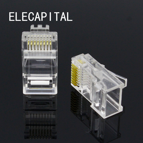 Free Shipping Brand New 100PCS Crystal Head RJ45 CAT5 CAT5E Modular Plug Gold Plated Network Connector ► Photo 1/4