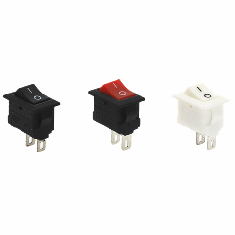 10Pcs Push Button Switch 10x15mm SPST 2Pin 3A 250V KCD11 Snap-in On/Off  Rocker Switch 10MM*15MM Black Red and White ► Photo 1/6