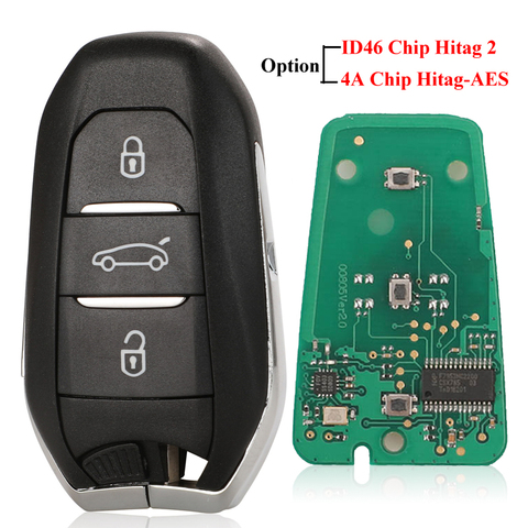 jinyuqin Smart Keyless Go Remote Key 3 Buttons 433MHz 4A PCF7945 ID46 chip for Peugeot 308 408 508 5008 Emergency key HU83/VA2 ► Photo 1/5