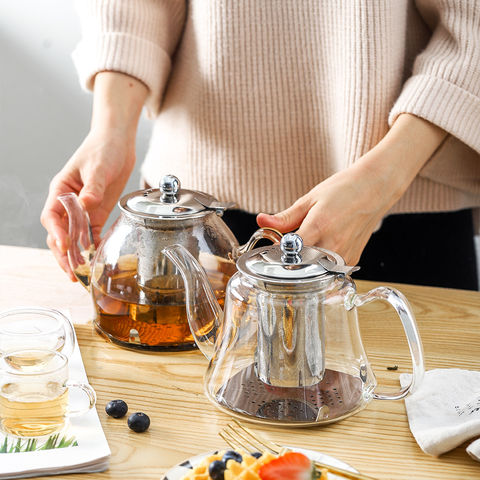 1L Induction Cooker Borosilicate Electromagnetic Glass Teapot 304 Stainless steel Filter Flower Tea pot Multifunctional kettle ► Photo 1/6