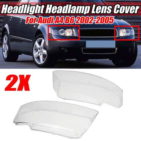 2PCS Car Front Headlight Headlamp Lens Cover Trim Shell For Audi A4 B6 2002 2003 2004 2005 Headlight Lens Cover 8E0941030AD ► Photo 1/6