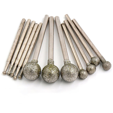 5PCS 0.5mm-12mm Ball Round Rotary Diamond Burr Drill Bit 2.35/3mm Shank Glass Carving ► Photo 1/5