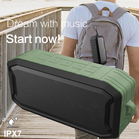 IPX7 Waterproof Outdoor Bluetooth Speaker Portable with FM Radio TWS Stereo Wireless Boombox TF AUX USB Outdoor Bass Subwoofer ► Photo 1/6