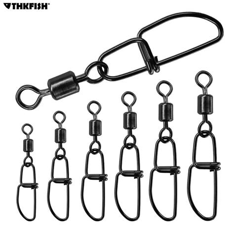 30pcs/lot #1-#8 Stainless Steel Fishing Rolling Swivel Cross Lock Snap Fishhook Lure Connector Fishing Tackle ► Photo 1/6