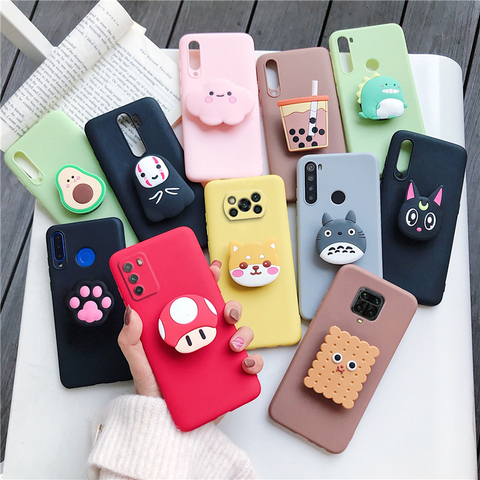 Cute 3D Cartoon Phone Holder Case For Xiaomi Mi Poco M3 X3 Nfc M2 X2 F2 Pro Pocophone F1 Silicone Stand Cover ► Photo 1/6