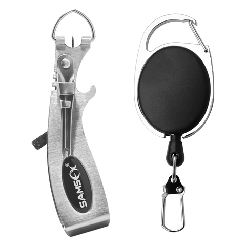 SAMSFX Fishing Quick Knot Tying Tool 6 in 1 Fly Line Clippers with Zinger Retractor ► Photo 1/6