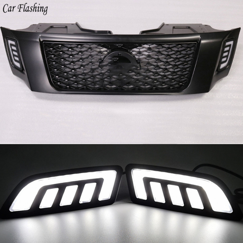 1Set For Nissan NAVARA NP300 D23 2015 2016 2017 2022 DRL Daytime Running Lights mask grille LED lamp with turning signal ► Photo 1/6