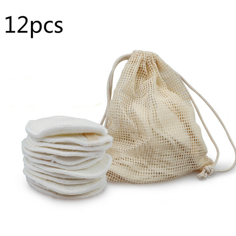 12PC Reusable Cotton Pads Makeup Remover Pads Washable Round Bamboo Make Up Pads Cloth Nursing Pads Skin Care Tool Skin Cleaning ► Photo 1/6