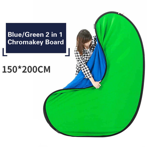 Big Size Outdoor Portable Chroma Key Backdrop Blue Green Screen Photo Background Photography Reflector Backdrops 150x200cm 2in1 ► Photo 1/6