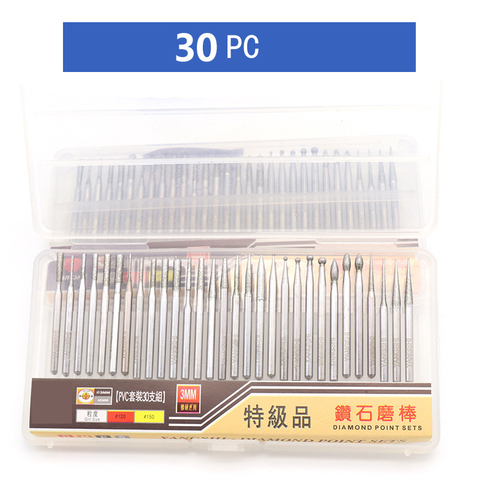 30PC 2.35/3mm Diamond Point Burr Bits Head For  Accessories  Shank Grinding Needle Carving Polishing Mounted Mini Drill Tool ► Photo 1/1