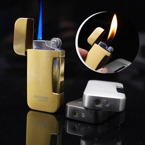 Metal Portable Free Fire Straight Jet Lighter Torch Turbo Flint Gas Lighter Butane Cigar Cigarette Lighters Smoking Accessories ► Photo 1/6