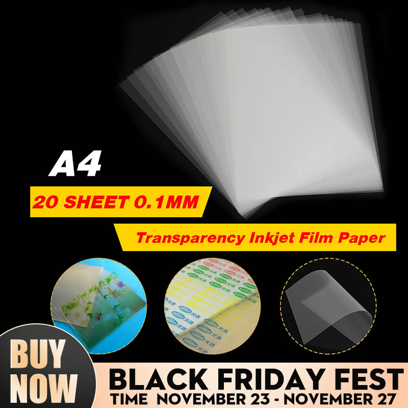 20Pcs Clear Inkjet Sheet Ink- Printing Film Photographic Film Transparency  Paper for Inkjet Printers Transparent Sheet A4 - AliExpress